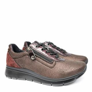 ENVAL SOFT SHOE IN BURGUNDY PYTHONED STRETCH LEATHER WITH REMOVABLE FOOTBED