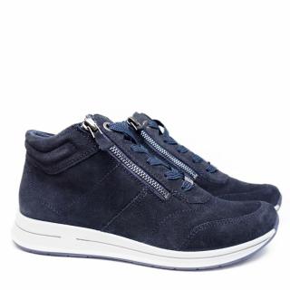 ARA WOMAN SNEAKER IN BLUE SUEDE WITH ZIPPER LACES AND REMOVABLE FOOTBED