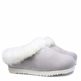 COMFORT WOMEN'S SABOTS IN VERY SOFT LAMB LEATHER AND FUR WITH REMOVABLE FOOTBED BEIGE