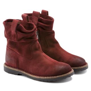 BIRKENSTOCK LUTON PORT RED SUEDE ANKLE BOOTS
