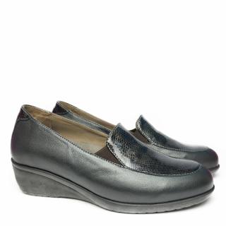 DUNA SHOE IN ANTHRACITE LEATHER WITH WIDE FIT