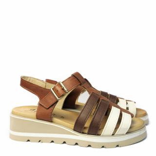 ALICE WOMEN'S SANDALS IN GENUINE LEATHER WITH BUCKLE AND BROWN STRAPS