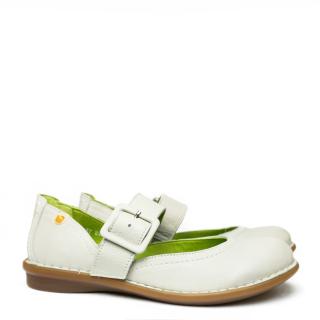 JUNGLA MARY JANE SHOES IN WHITE LEATHER WITH BUCKLE AND REMOVABLE FOOTBED