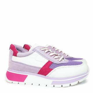 CAPRICE SNEAKERS IN LEATHER SUEDE BREATHABLE FABRIC REMOVABLE FOOTBED PURPLE PINK