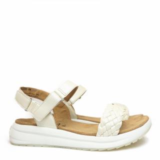 CAPRICE CLIMOTION SANDAL IN PEARLED WHITE LEATHER WITH DOUBLE RIP