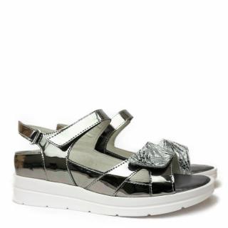 DUNA SANDAL ARRANGED IN PEWTER COLOR LAMINATED LEATHER WITH REMOVABLE FOOTBED