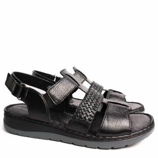 CAPRICE SANDAL IN BLACK NAPPA THREE BANDS WITH ADJUSTABLE STRAP