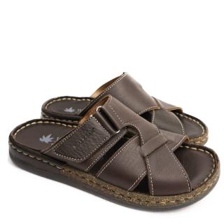 SUSIMODA MEN'S SLIPPERS IN LEATHER WITH ADJUSTABLE CROSSING BAND