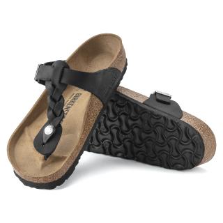 BIRKENSTOCK GIZEH BRAIDED FLIP-FLOPS WITH OILED LEATHER BLACK