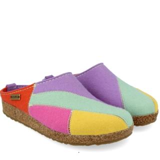 HAFLINGER PATCHWORK PASTEL PURE WOOL HOME SLIPPERS CLOGS