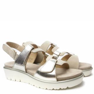 ARA DOUBLE BAND LEATHER SANDAL WITH ADJUSTABLE TRIPLE TEAR REMOVABLE FOOTBED