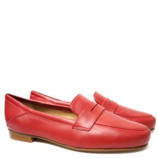 ETIENNE WOMEN'S MOCASSIN RED NAPPA REAL LEATHER