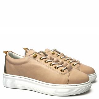 COPPER WOMEN'S LEATHER SNEAKERS WITH ADJUSTABLE LACES