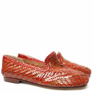 ELEGANT LEATHER SOLE MOCCASIN, REAL LEATHER WEAVING