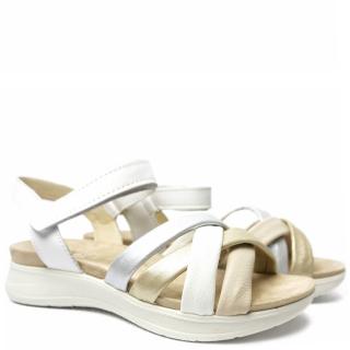ENVAL SOFT SANDAL IN CROSS TEAR LEATHER AND TUBULAR NAPPA
