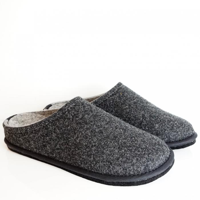 LOWENWEISS EASY BICOLOR WOMEN'S SLIPPERS WOOL ANTHRACITE GRAY REMOVABLE FOOTBED - photo 1