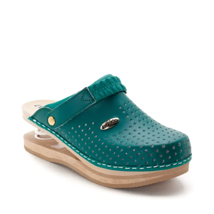 BALDO WOMEN'S CLOGS 5/13 SHOCK ABSORBER GREEN CLASSIC MODEL WITH WOOD SOLE - photo 1