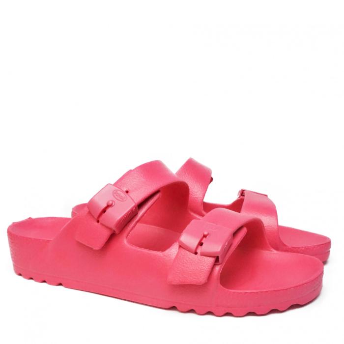 DR SCHOLL BAHIA EVA RUBBER SLIPPERS WITH DOUBLE BUCKLE PINK