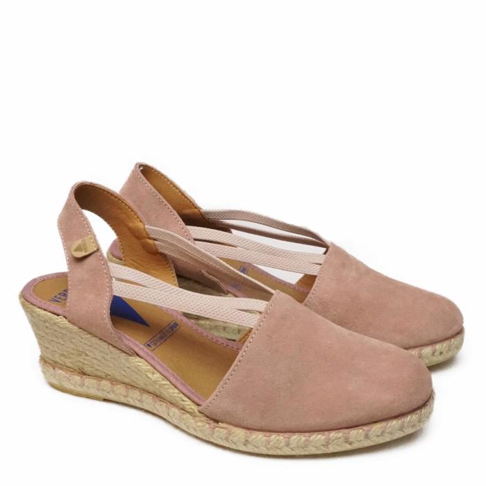 VERBENAS MAIKA SUEDE WEDGE SANDALS WITH LACES ANTIQUE PINK - photo 1