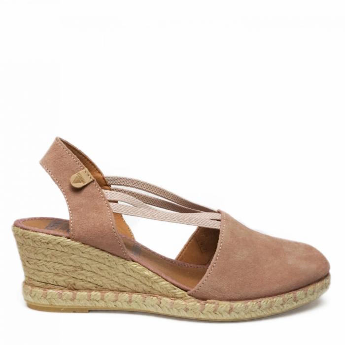 VERBENAS MAIKA SUEDE WEDGE SANDALS WITH LACES ANTIQUE PINK - photo 2
