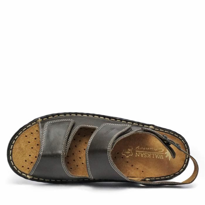 SUSIMODA LEATHER MEN SANDALS WITH DOUBLE STRAP AND REMOVABLE INSOLE COFFEE BROWN - photo 3