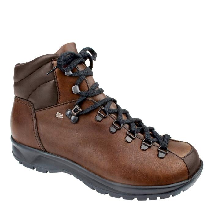 FINN COMFORT GARMISCH  EBONY/RINDE SOFT LEATHER ANKLE BOOTS HIKING TREKKING REMOVABLE INSOLE BROWN