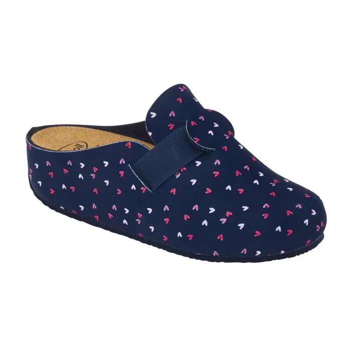 DR SCHOLL LARETH WOMEN'S SLIPPER IN MICROFIBER WITH ELASTIC AND HEARTS NAVY BLUE - photo 1