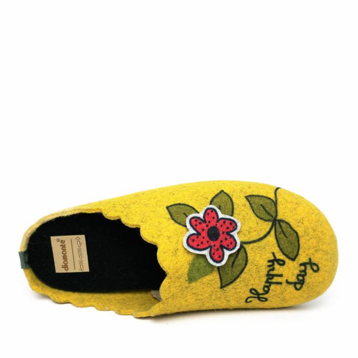 DIAMANTE FELT SLIPPER WITH REMOVABLE FOOTBED WITH YELLOW FLOWERS - photo 1