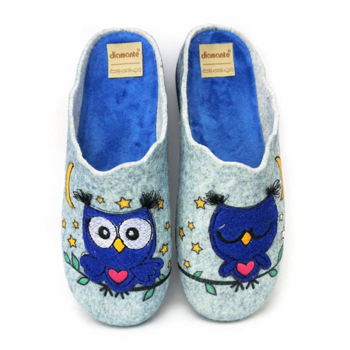 DIAMANTE FELT SLIPPER WITH REMOVABLE FOOTBED WITH BLUE OWLS - photo 1