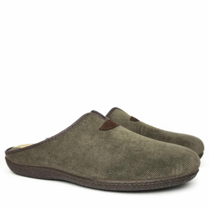DIAMANTE MEN'S SLIPPERS IN VERY SOFT WARM EARTH BROWN FABRIC