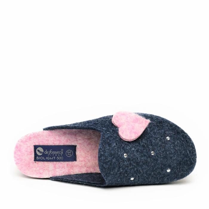 DEFONSECA SLIPPER IN BLUE FELT WITH BEADS AND HEART - photo 3