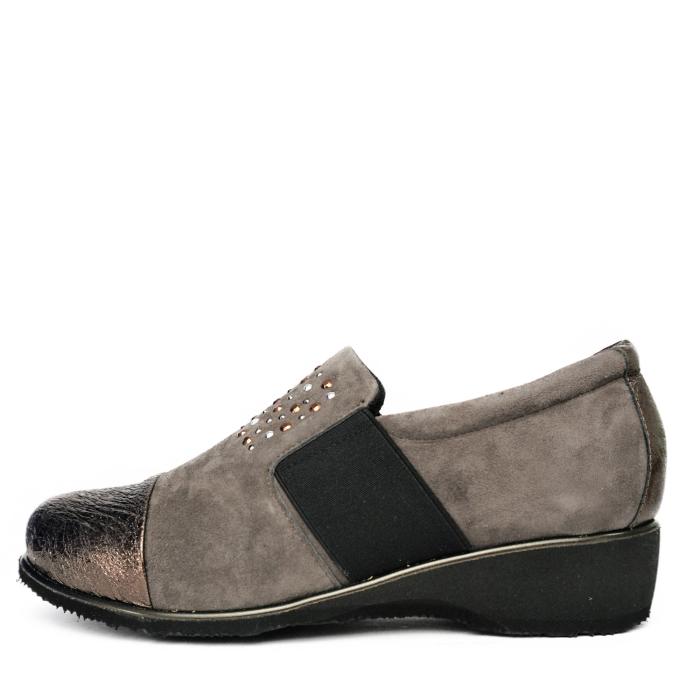 ALICE MOCCASIN STYLE SHOES IN SUEDE WITH RHINESTONES AND ELASTICIZED FABRIC WITH REMOVABLE FOOTBED TAUPE - photo 2