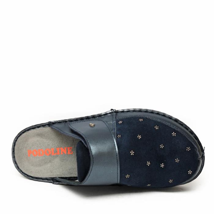 PODOLINE LATISANA ORTHOPAEDIC SLIPPERS IN BLUE SUEDE WITH BEADS AND REMOVABLE FOOTBED - photo 3