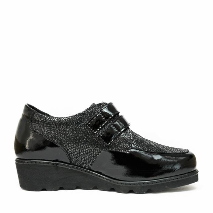 PODOLINE TROPEA BLACK PAINTED LEATHER ORTHOPAEDIC SHOE WITH DOUBLE TAP AND REMOVABLE FOOTBED - photo 1