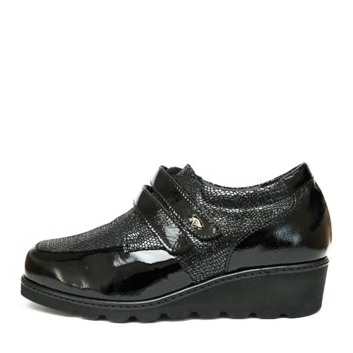 PODOLINE TROPEA BLACK PAINTED LEATHER ORTHOPAEDIC SHOE WITH DOUBLE TAP AND REMOVABLE FOOTBED - photo 2
