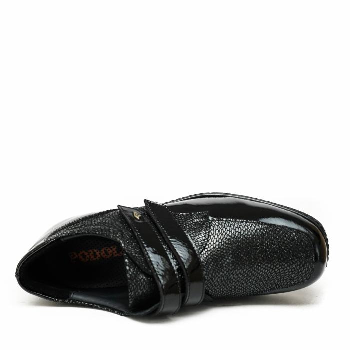 PODOLINE TROPEA BLACK PAINTED LEATHER ORTHOPAEDIC SHOE WITH DOUBLE TAP AND REMOVABLE FOOTBED - photo 3