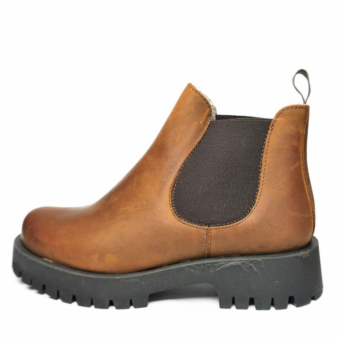 SLIGHT WOMEN'S ANKLE BOOT IN BROWN LAMB LEATHER AND ELASTIC FABRIC LINED IN WOOL - photo 3