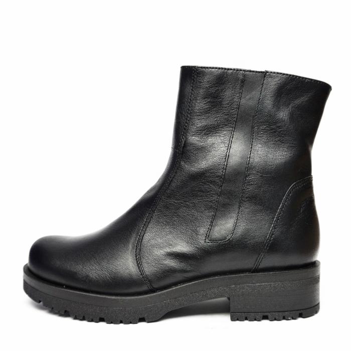 SLIGHT WOMEN'S ANKLE BOOT IN FLEXIBLE BLACK LEATHER WITH ZIPPER - photo 3