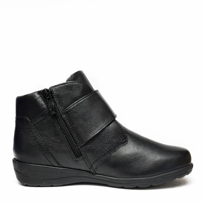 CAPRICE BLACK LEATHER ANKLE BOOT WITH RIPP AND ZIP AND REMOVABLE FOOTBED - photo 2