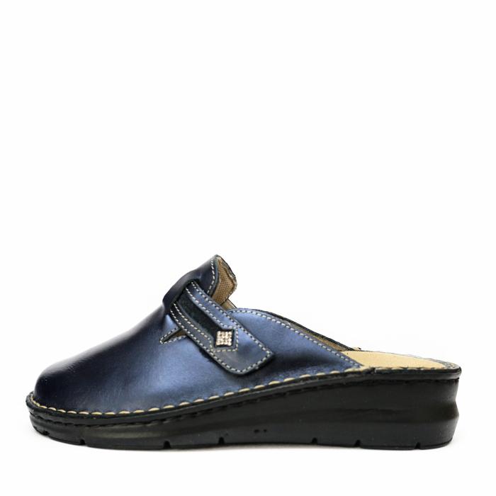 SUSIMODA LEATHER SLIPPERS WITH STRAP AND REMOVABLE FOOTBED DRY BLUE - photo 2