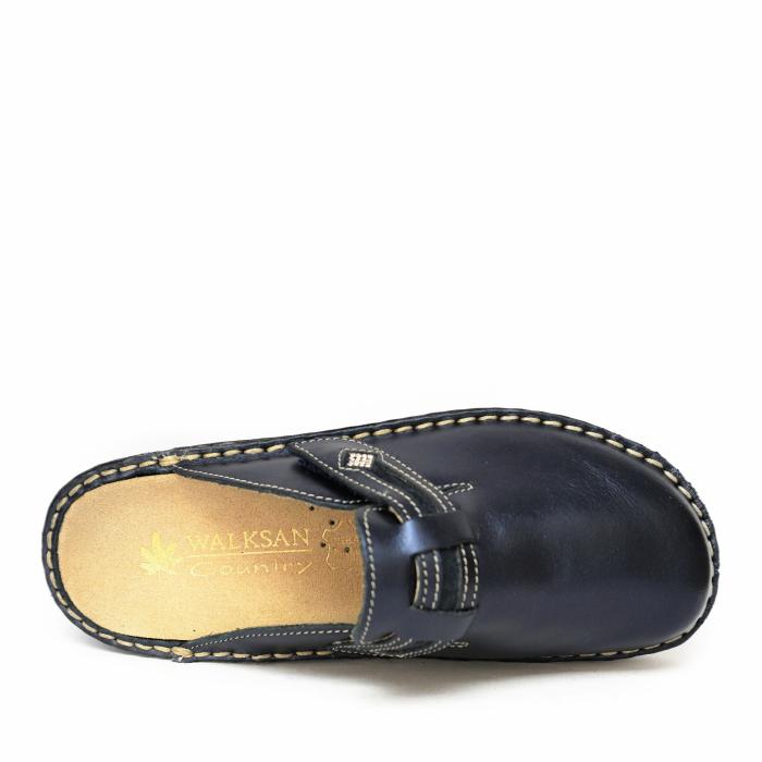 SUSIMODA LEATHER SLIPPERS WITH STRAP AND REMOVABLE FOOTBED DRY BLUE - photo 3