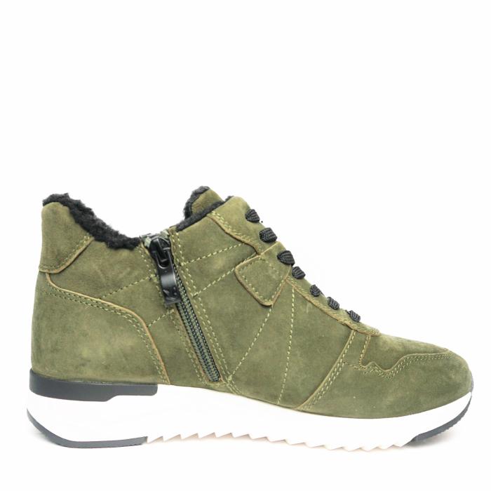CAPRICE HIGH SNEAKER IN GREEN SUEDE WITH FUR AND REMOVABLE FOOTBED - photo 2