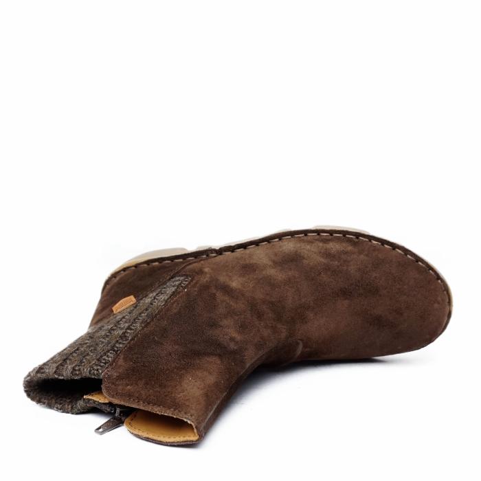 ON FOOT BROWN SUEDE AND WOOL ANKLE BOOT WITH ZIP AND REMOVABLE FOOTBED - photo 3
