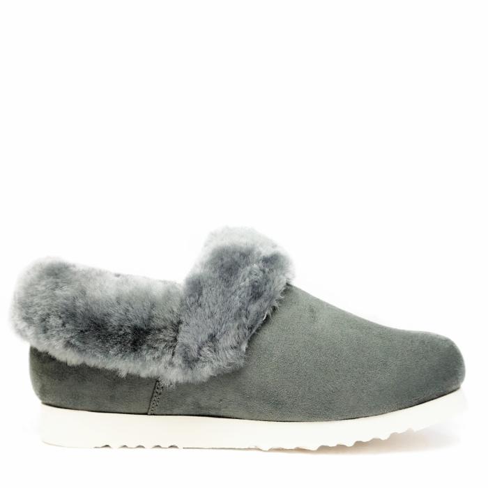 COMFORT WOMEN'S SABOTS IN VERY SOFT LAMB LEATHER AND FUR WITH REMOVABLE FOOTBED GRAY - photo 1