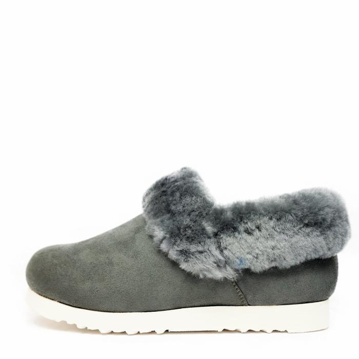 COMFORT WOMEN'S SABOTS IN VERY SOFT LAMB LEATHER AND FUR WITH REMOVABLE FOOTBED GRAY - photo 2