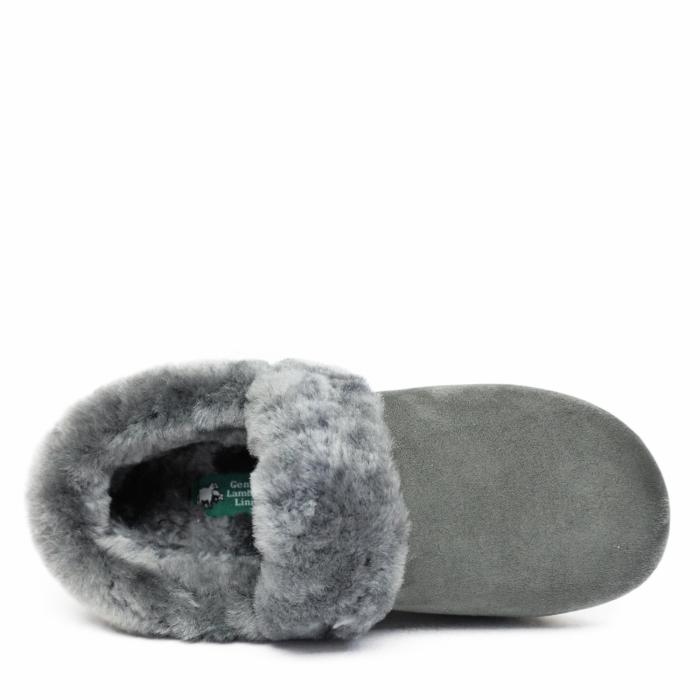COMFORT WOMEN'S SABOTS IN VERY SOFT LAMB LEATHER AND FUR WITH REMOVABLE FOOTBED GRAY - photo 3