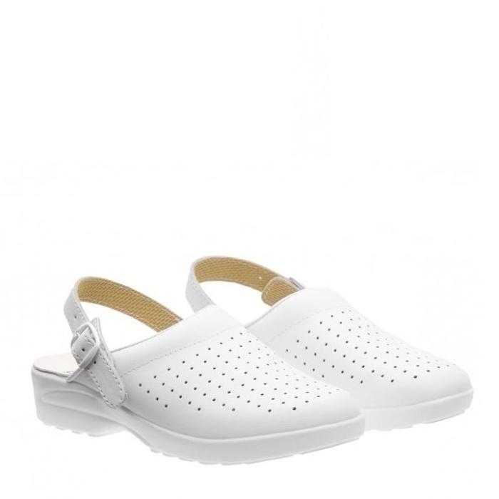 CALZURO EFFETTO SLIPPER IN PERFORATED LEATHER WITH STRAP WHITE BLUE - photo 1