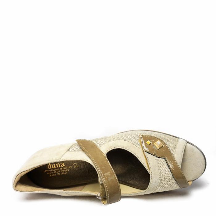 DUNA SANDAL IN BEIGE LEATHER WITH DOUBLE STRAP AND WIDE FIT - photo 1