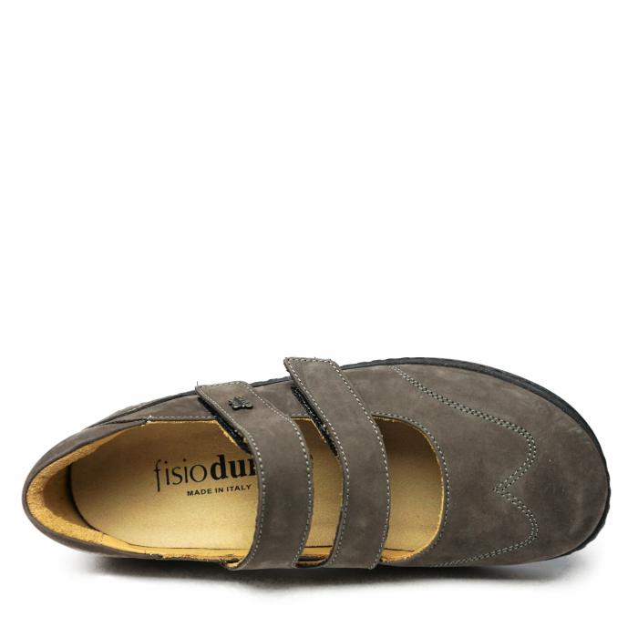 DUNA SANDAL SHOES IN STEEL NUBUCK LEATHER WITH DOUBLE STRAP AND WIDE FIT - photo 1
