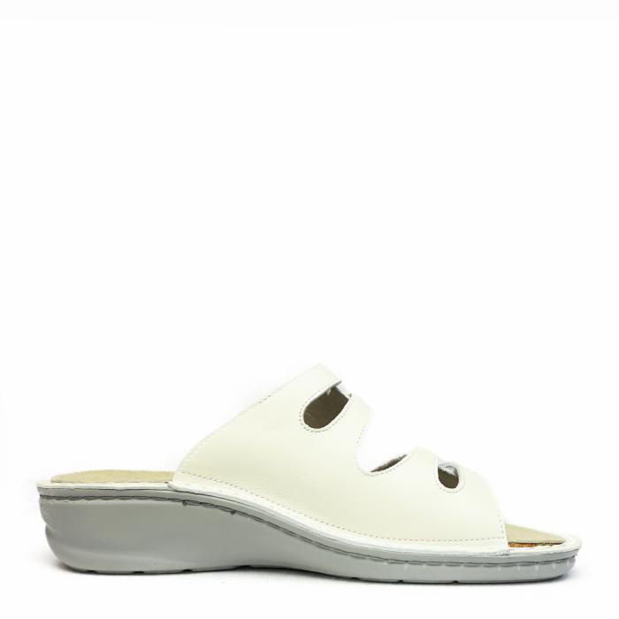 DUNA SLIPPERS PREPARED IN WHITE NUBUCK LEATHER WITH BEADS, DOUBLE STRAP, REMOVABLE FOOTBED - photo 1